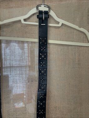 Rue21 Black & Tan Floral Cutout Belt with Silver Buckle